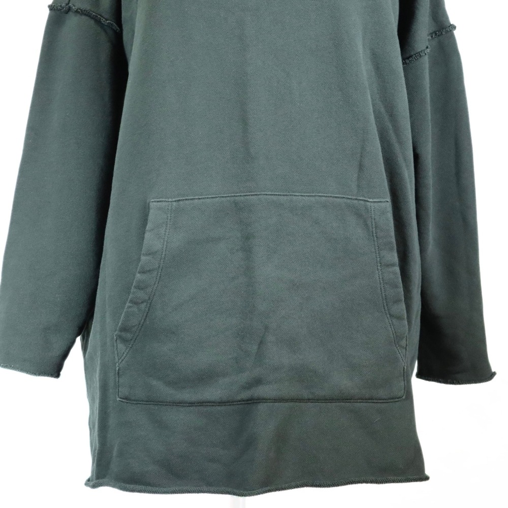Eileen Fisher Hoodie Womens L Green Organic Cotton Oversized Raw Edge Sweatshirt - Picture 4 of 11
